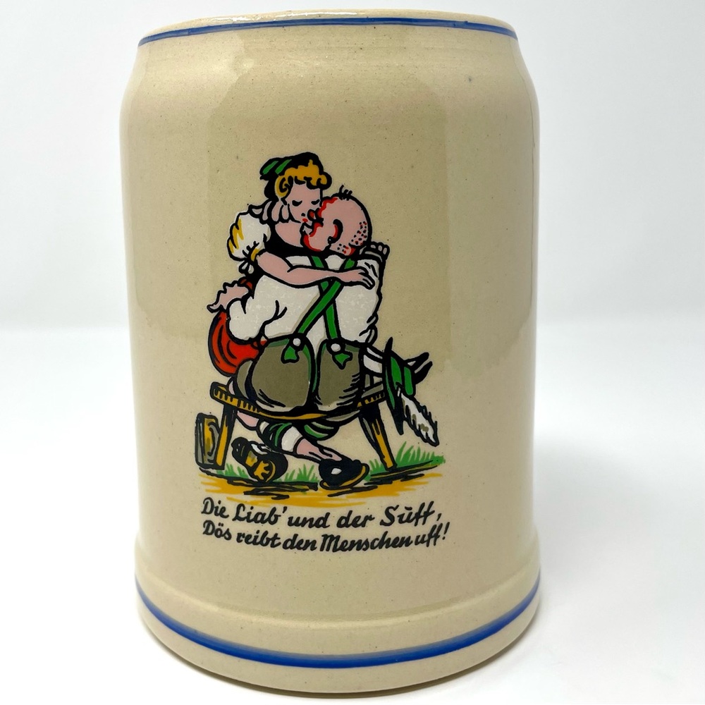 Vintage German Stoneware Beer Stein Gerz Co. Oktoberfest Humorous Cartoon